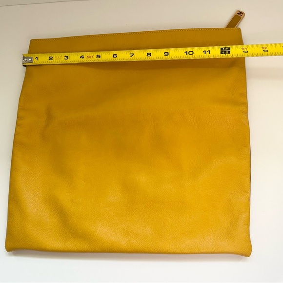 Fendi Lemon Yellow and Brown Vitello Leather Fold Over Clutch Bag (model 8BP062) - Picture 10 of 16